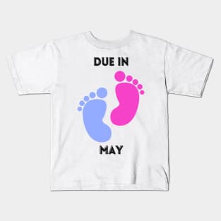 Due in May Baby Footprints Gift Kids T-Shirt